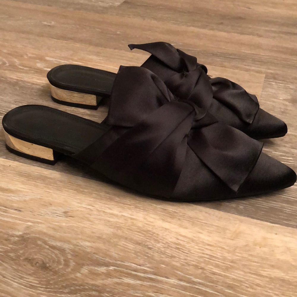 ASOS bow mule with gold heel